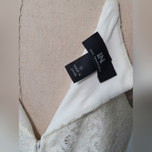 NWT I.N. Blue White Stripe Sleeveless Lace Bodice Wide Leg Jumpsuit, Sz 11 - Picture 15 of 15